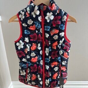 BNWT Orage Floral Down Puffer Vest Bright Ski Chalet Outdoors Athleisure